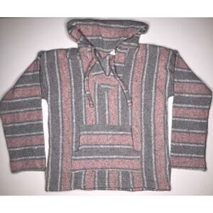 Confecciones Artilana Womens Size M Pink/Gray Weaved Poncho Hoodie